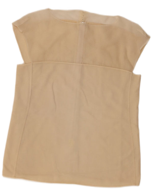 Camicetta camicia senza maniche vintage da donna UK 14 Beige medio