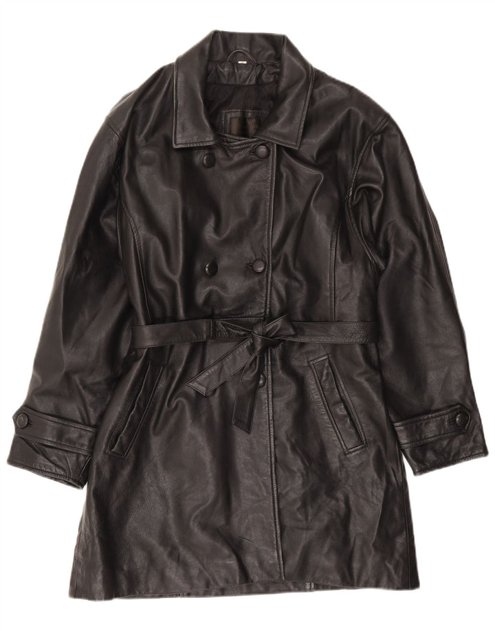 Cappotto in pelle da donna Santini UK 14 Medio in pelle nera