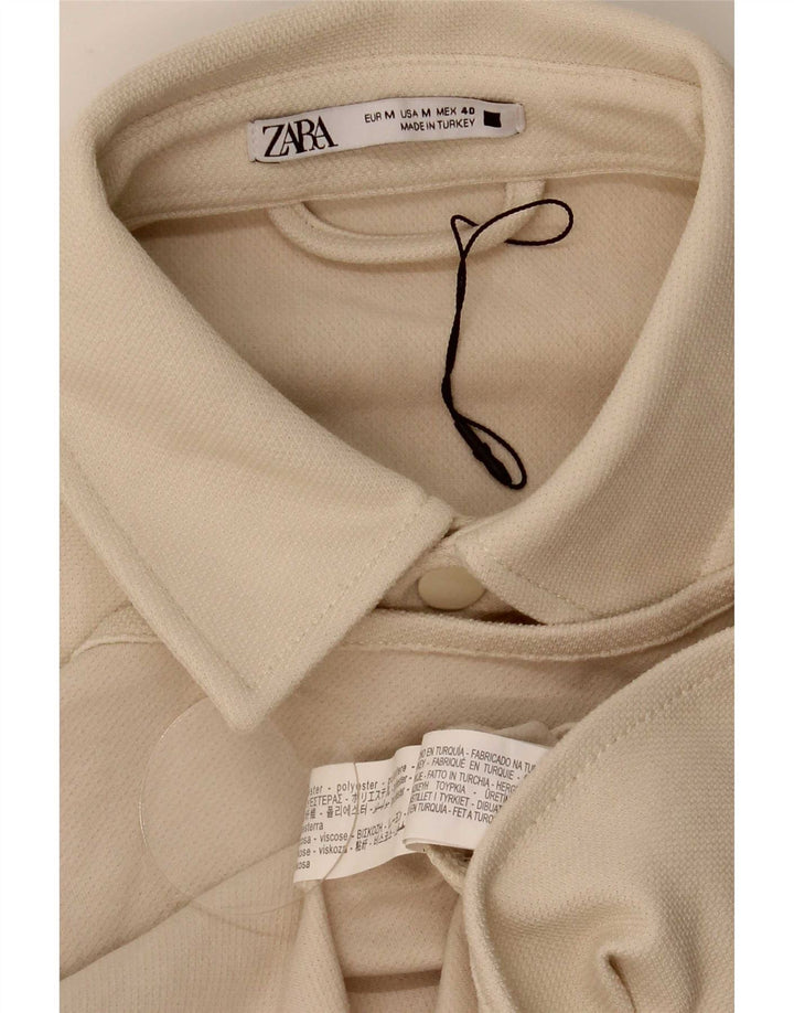 Camicia a maniche corte da uomo Zara in poliestere beige medio