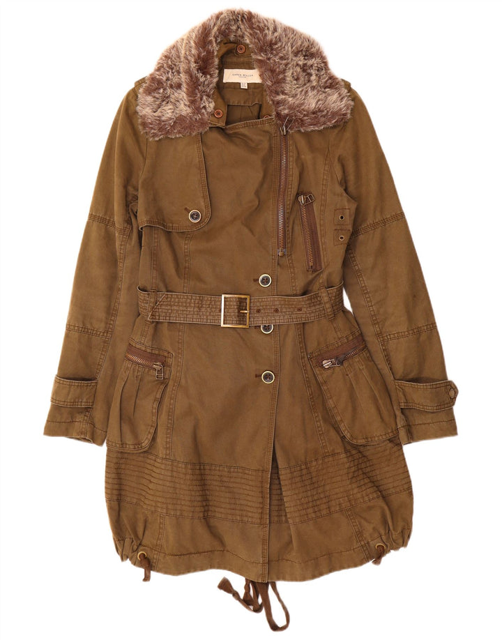 Giacca Parka da donna Karen Millen UK 10 piccola in cotone marrone
