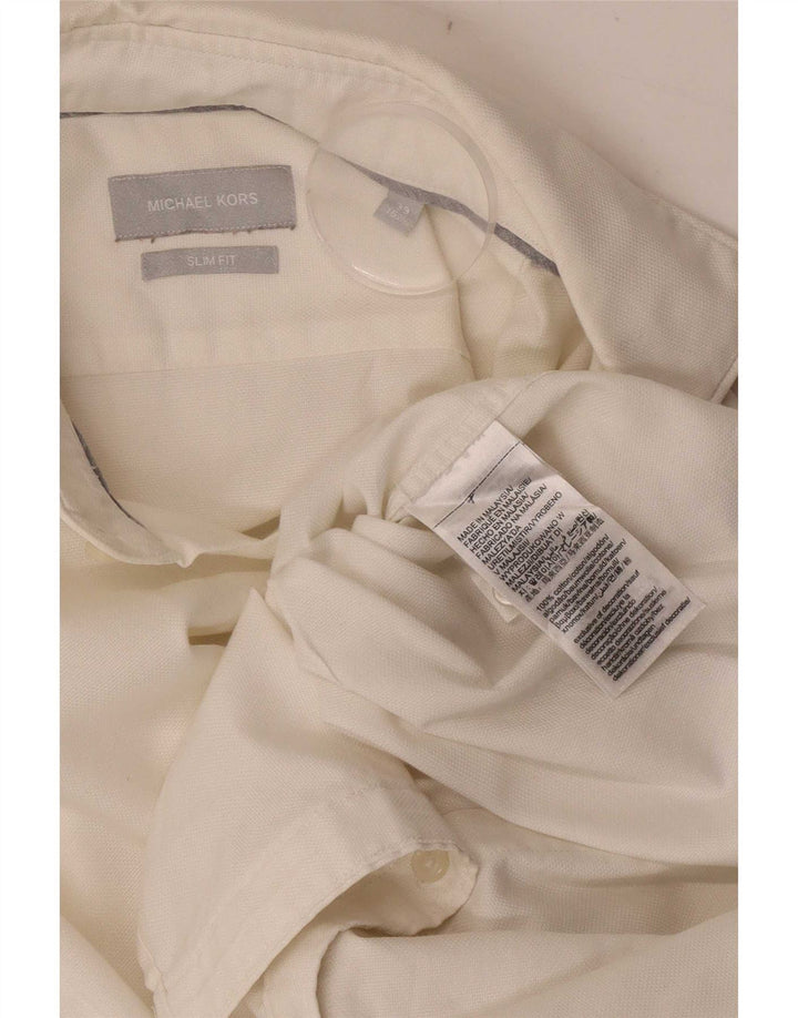 Camicia slim fit da uomo Michael Kors taglia 39 15 cotone bianco medio