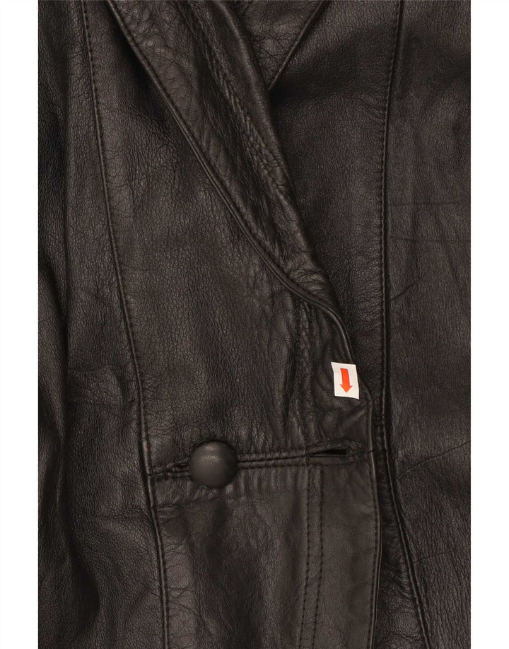 Giacca in pelle vintage da donna UK 42 XL nera