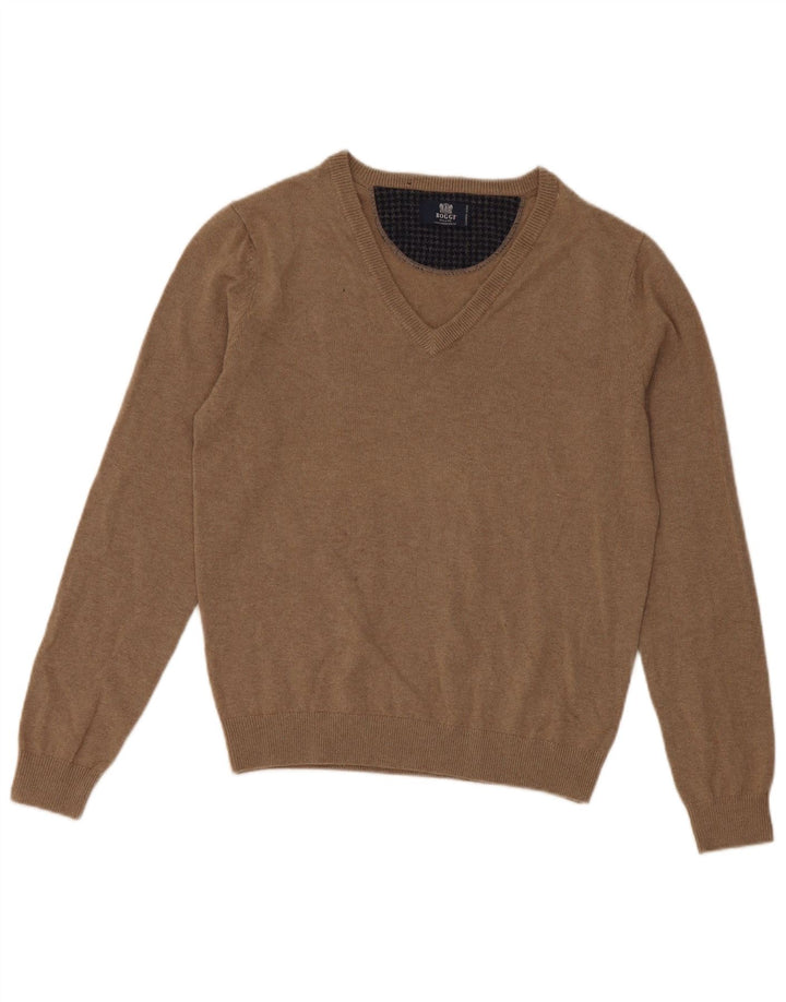Boggi Maglione da uomo con scollo a V piccolo in lana beige