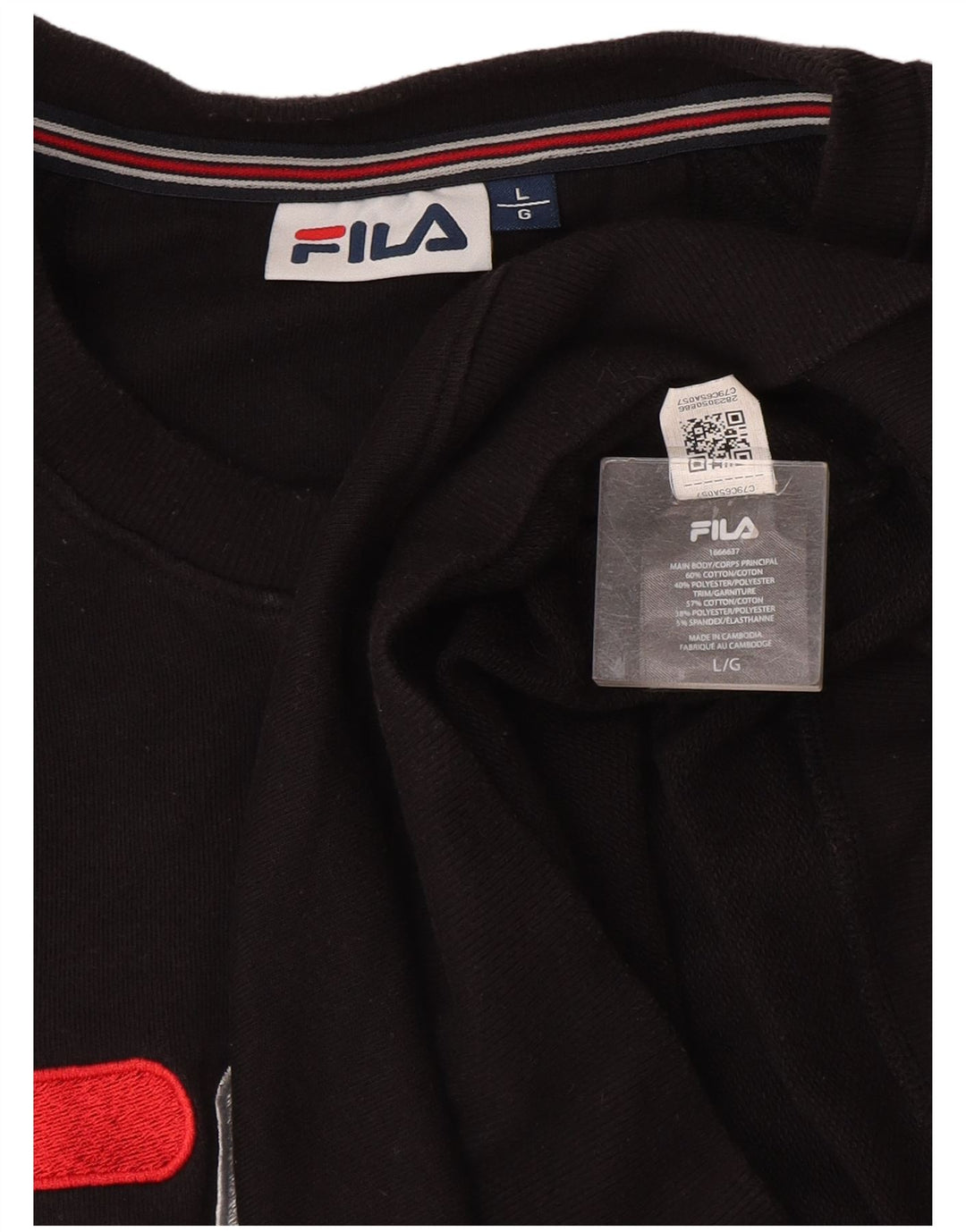 Felpa grafica da uomo Fila Maglione grande cotone nero