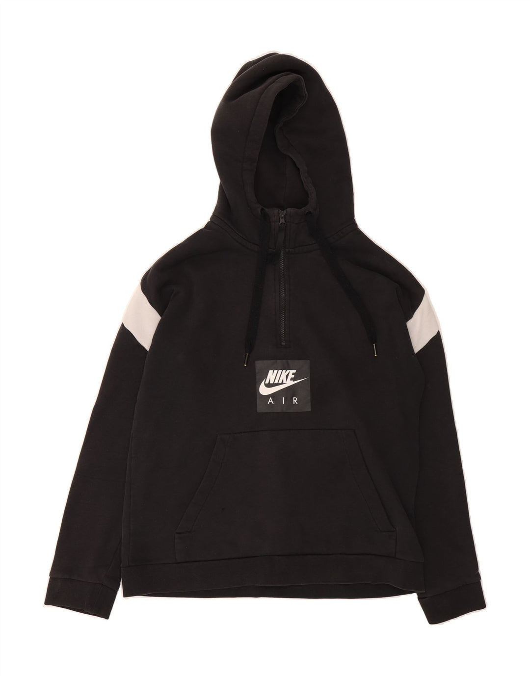 NIKE Mens Graphic Zip Hoodie Sweater Medium Black Colourblock Cotton Vintage Nike and Second-Hand Nike from Messina Hembry 