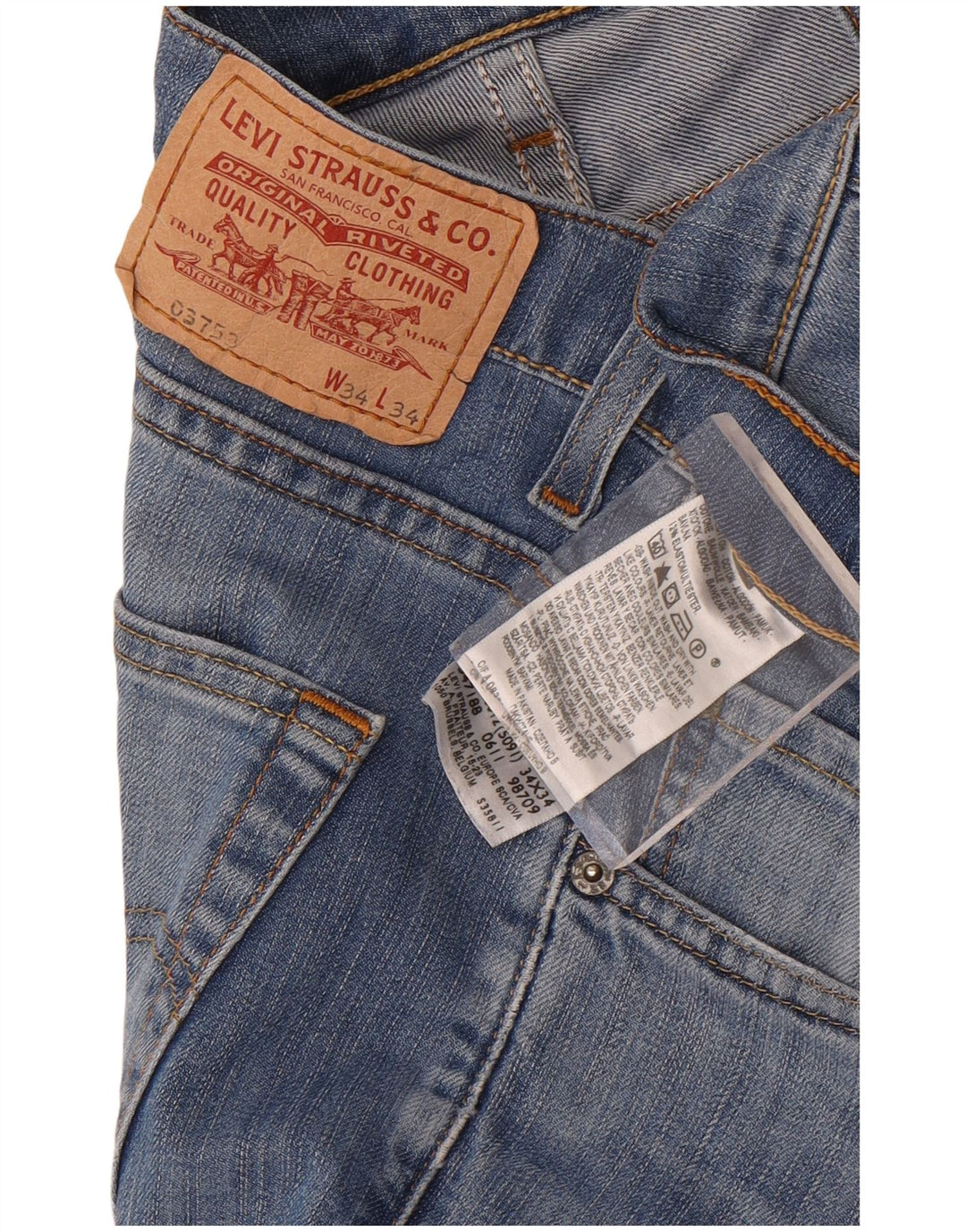 Jeans dritti da uomo Levi's W34 L28 cotone blu