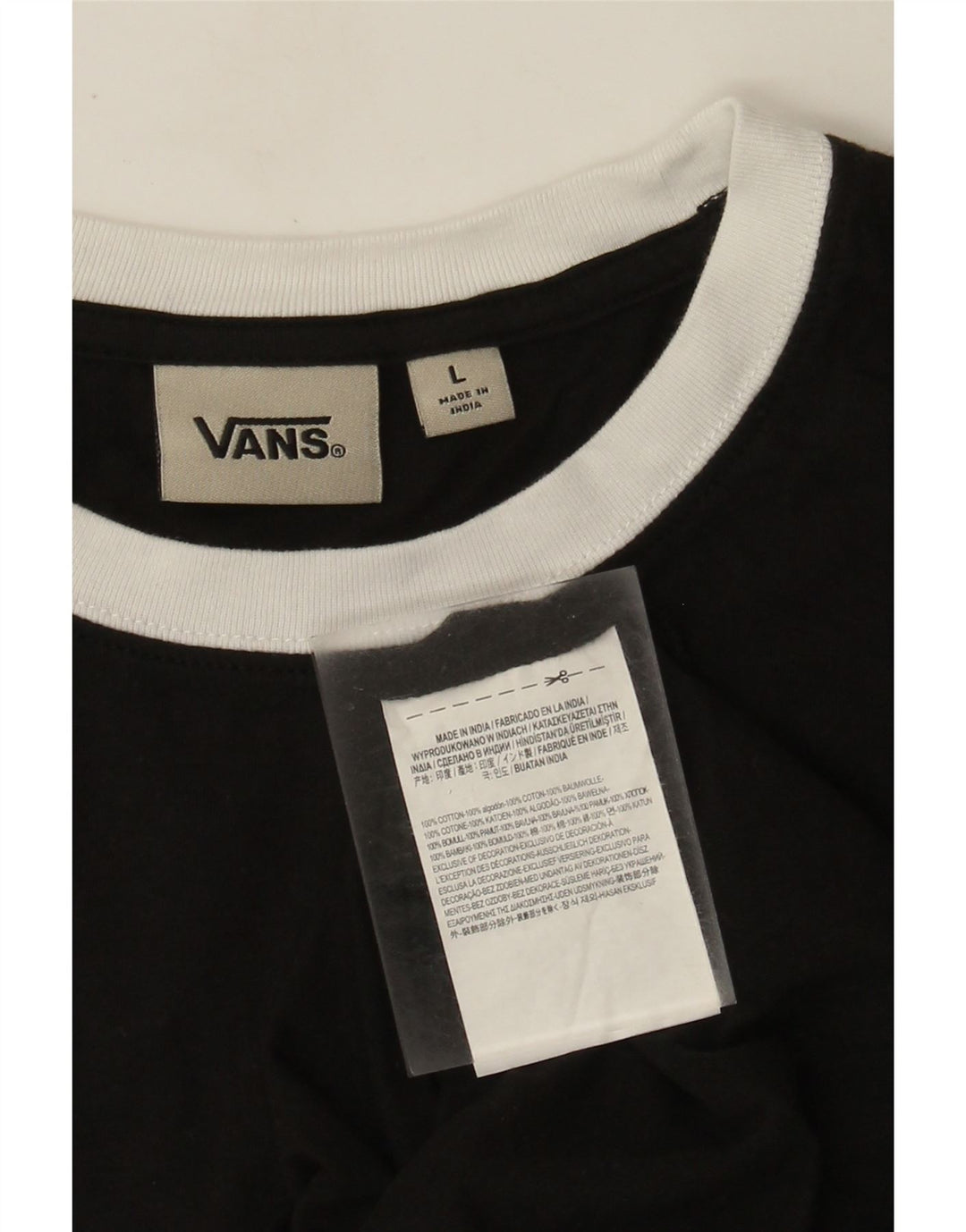 T-shirt grafica da uomo Vans Top grande in cotone geometrico nero
