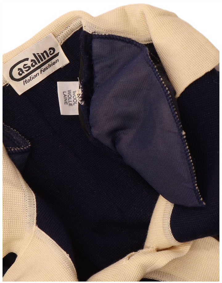Maglione cardigan oversize lungo da donna vintage IT 46 grande blu navy