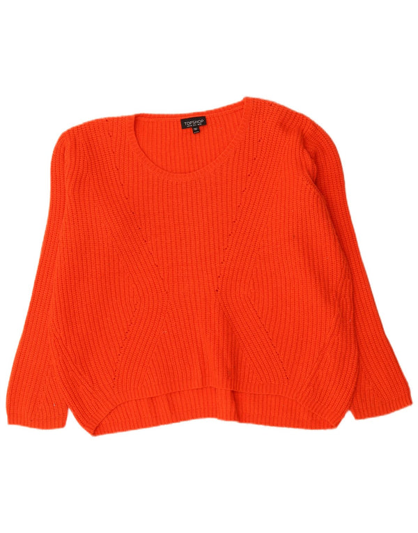 Topshop Maglione da donna oversize con scollo a barca UK 10 Piccolo acrilico rosso