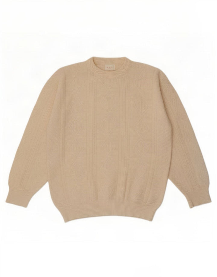 Maglione maglione girocollo da uomo A.S.F, bianco sporco medio