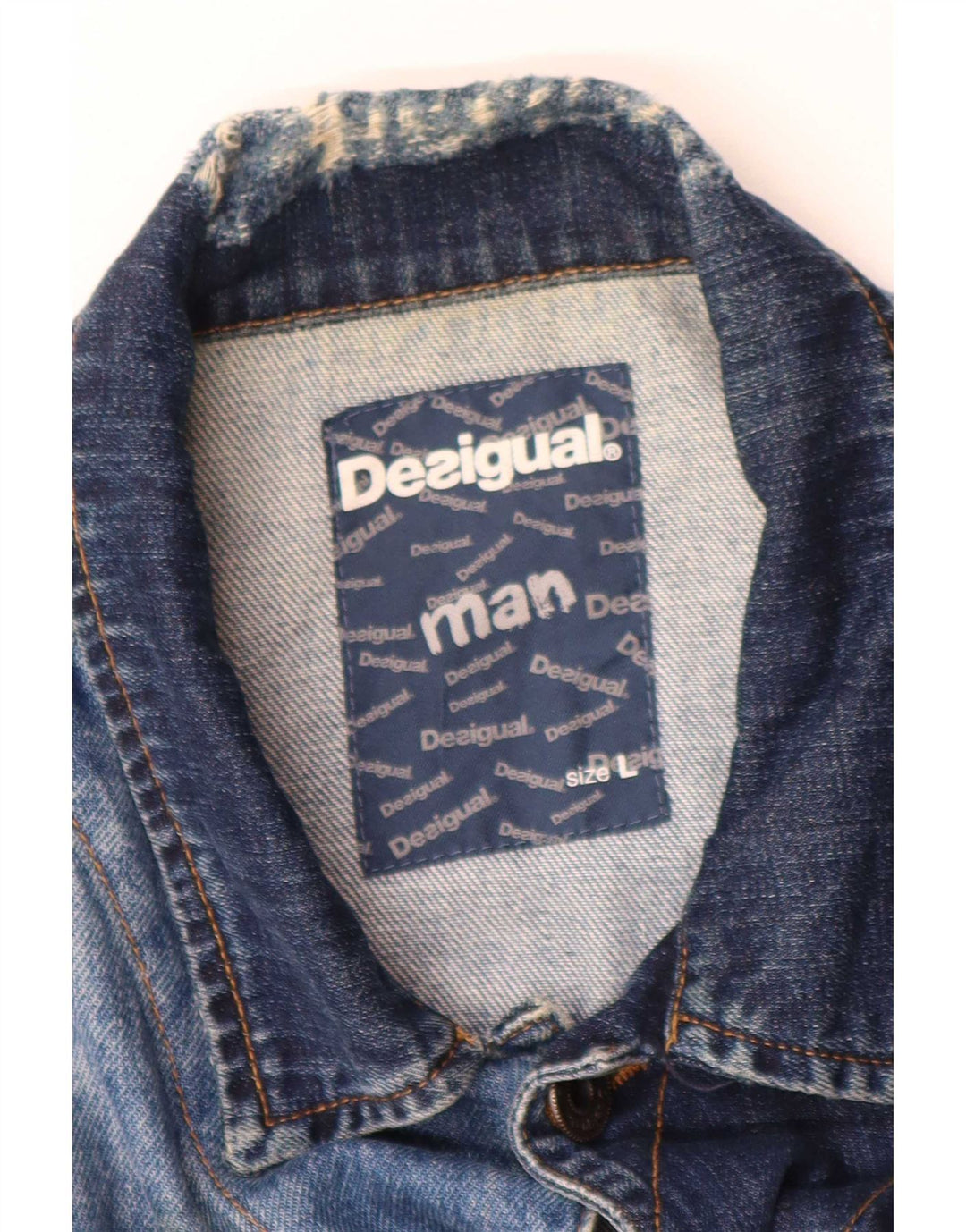 Desigual Giacca in denim da uomo UK 40 Large Blu Cotone