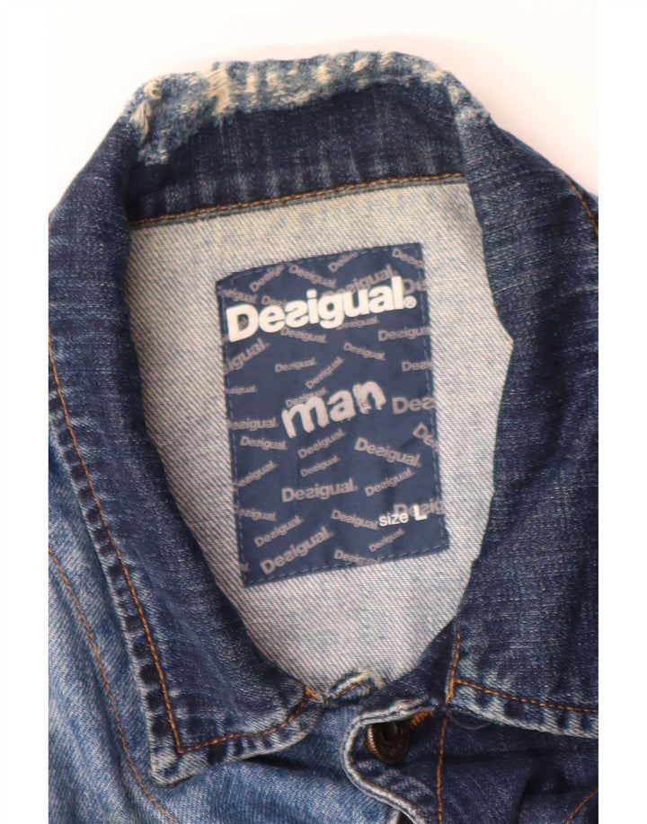Desigual Giacca in denim da uomo UK 40 Large Blu Cotone