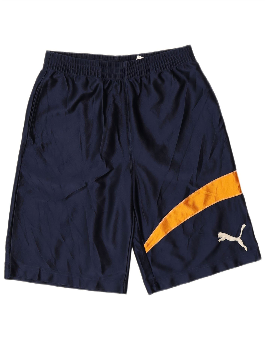 Pantaloncini sportivi grafici Puma da ragazzo 9-10 anni, blocco colore blu navy medio