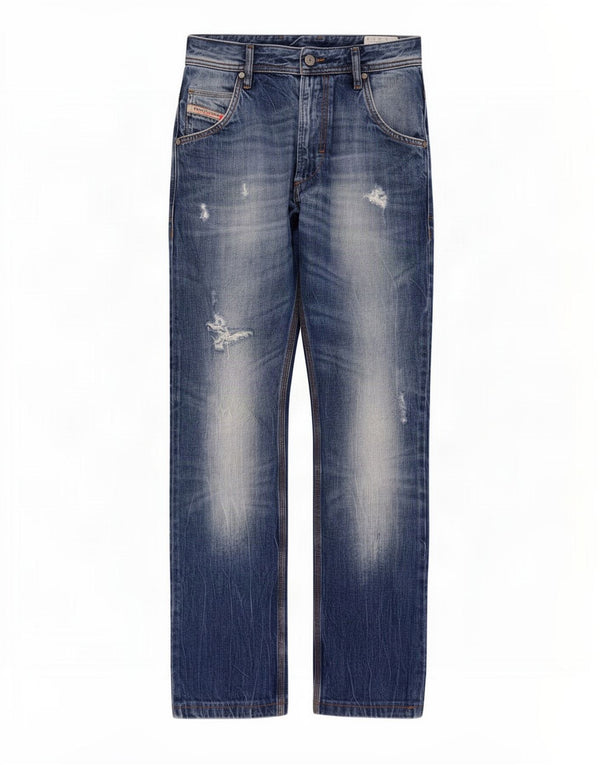 Jeans dritti invecchiati Krooley da uomo Diesel W29 L29 in cotone blu