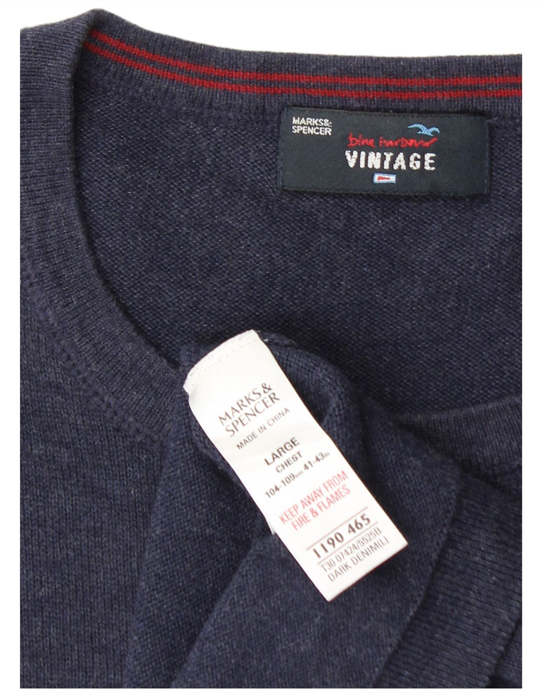 Maglione maglione girocollo da uomo Marks & Spencer blu Harbour grande blu navy