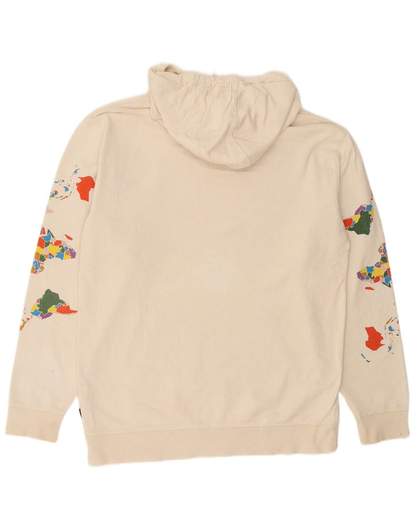 Felpa con cappuccio grafica da uomo Vans grande in cotone bianco sporco