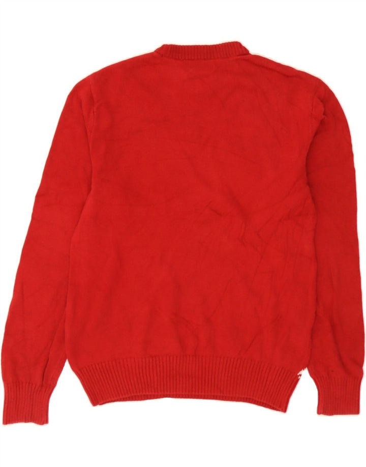 DOCKERS Mens Crew Neck Jumper Sweater Medium Red Fair Isle Cotton Vintage Dockers and Second-Hand Dockers from Messina Hembry 