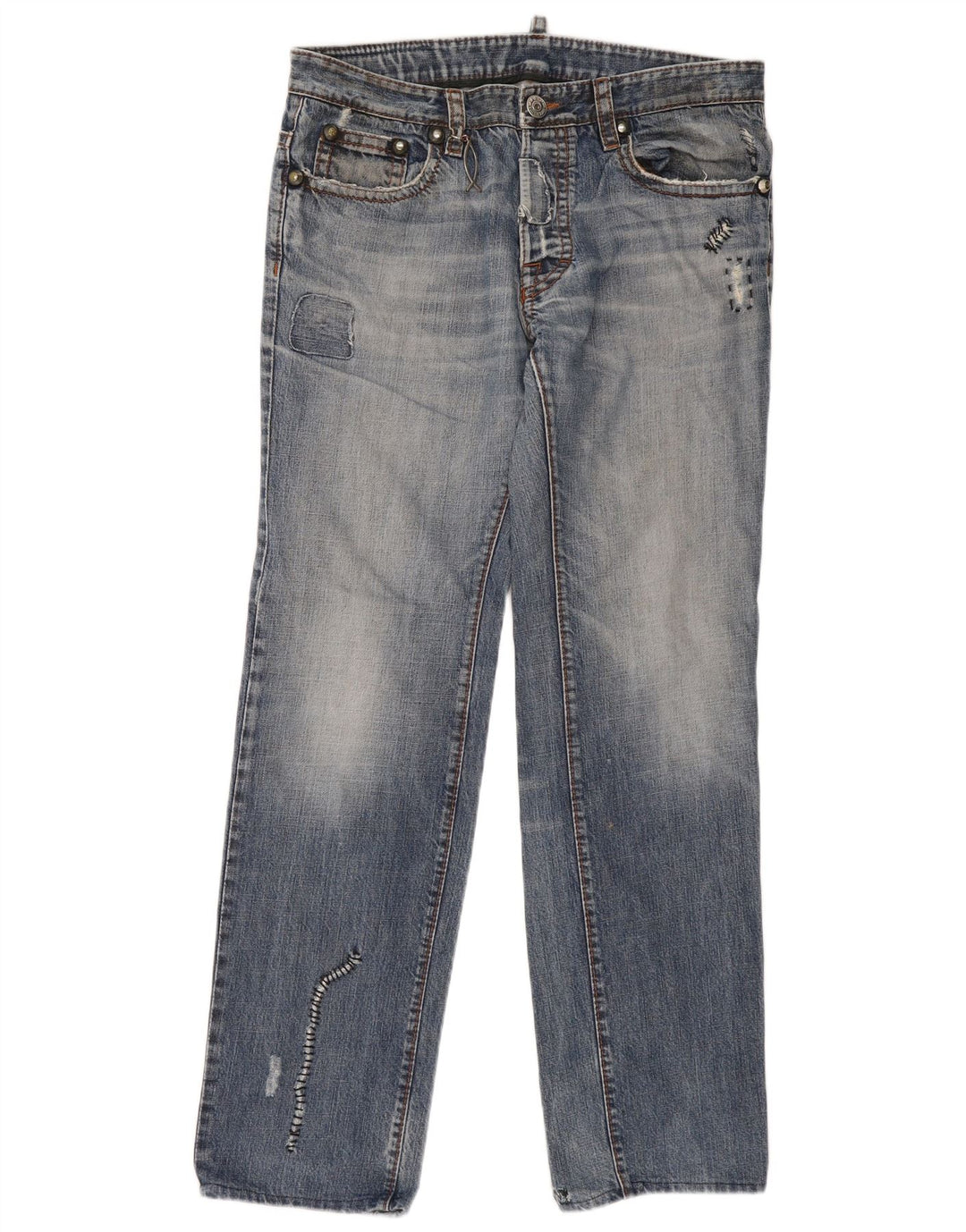 Dsquared2 Jeans dritti invecchiati da uomo IT 50 Large W36 L32 Blu