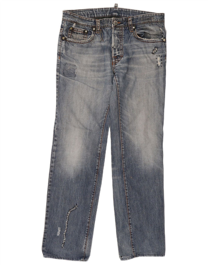 Dsquared2 Jeans dritti invecchiati da uomo IT 50 Large W36 L32 Blu