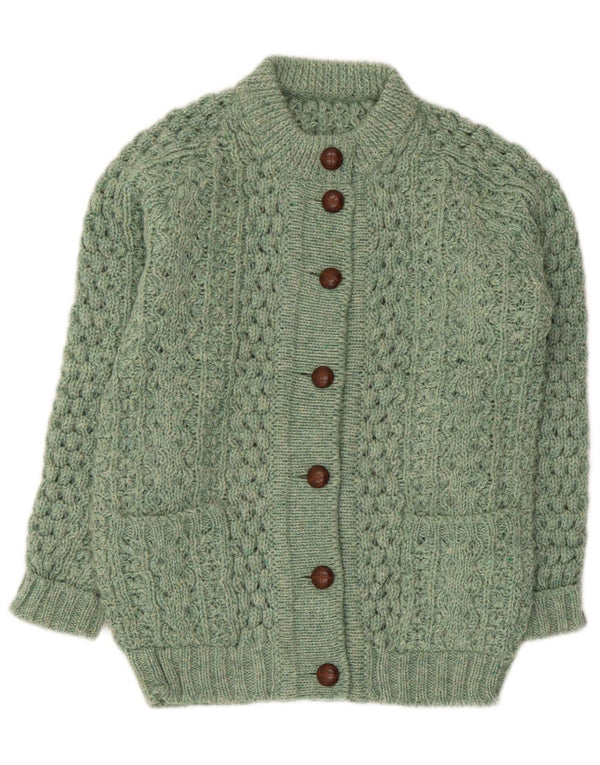 Maglione cardigan da donna vintage UK 14 verde medio