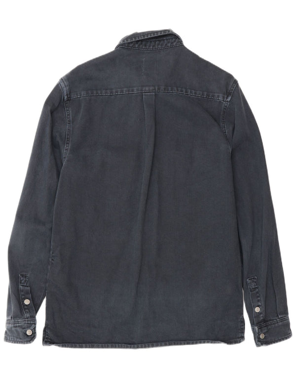 Camicia in denim da uomo Zara dalla vestibilità rilassata, cotone medio blu navy