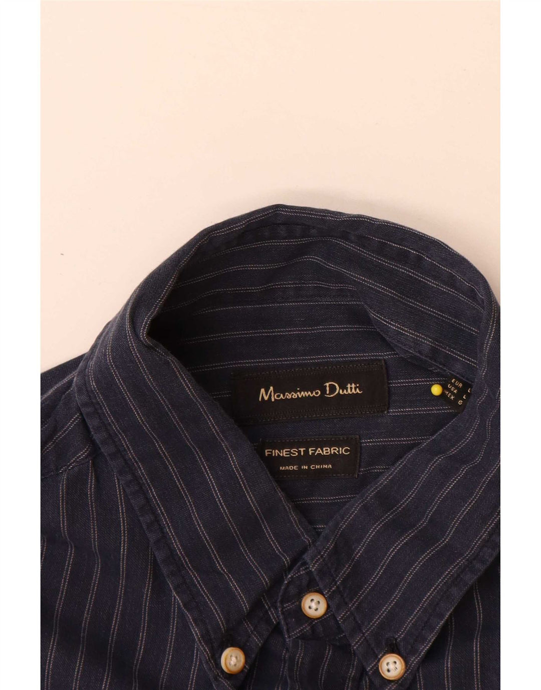 Camicia da uomo Massimo Dutti Large in cotone gessato blu navy
