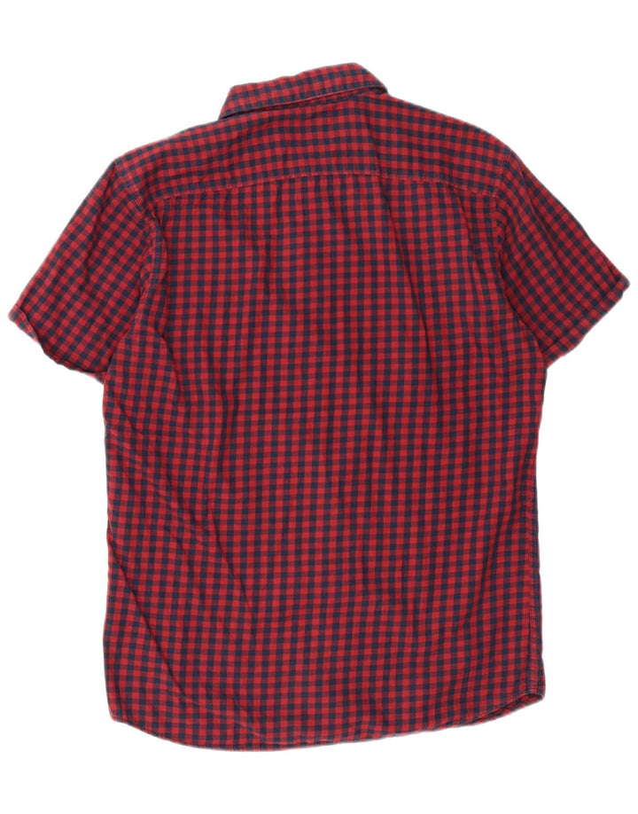Camicia a maniche corte da uomo Jack & Jones in cotone a quadretti rosso medio