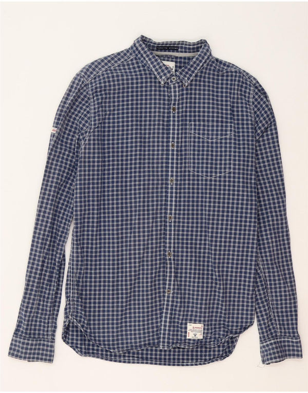 Camicia da uomo Superdry XL in cotone a quadretti blu navy