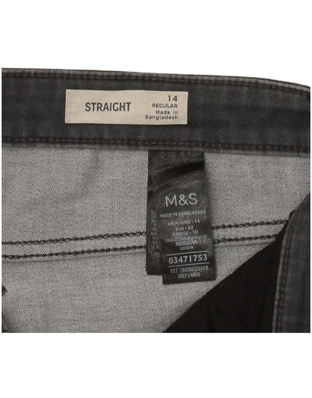 Jeans dritti regolari da donna Marks & Spencer UK 14 Large W32 L30 Grigio