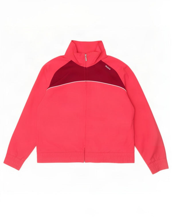 Reebok Womens Tracksuit Top Jacket UK 18 XL Pink Colourblock Polyester