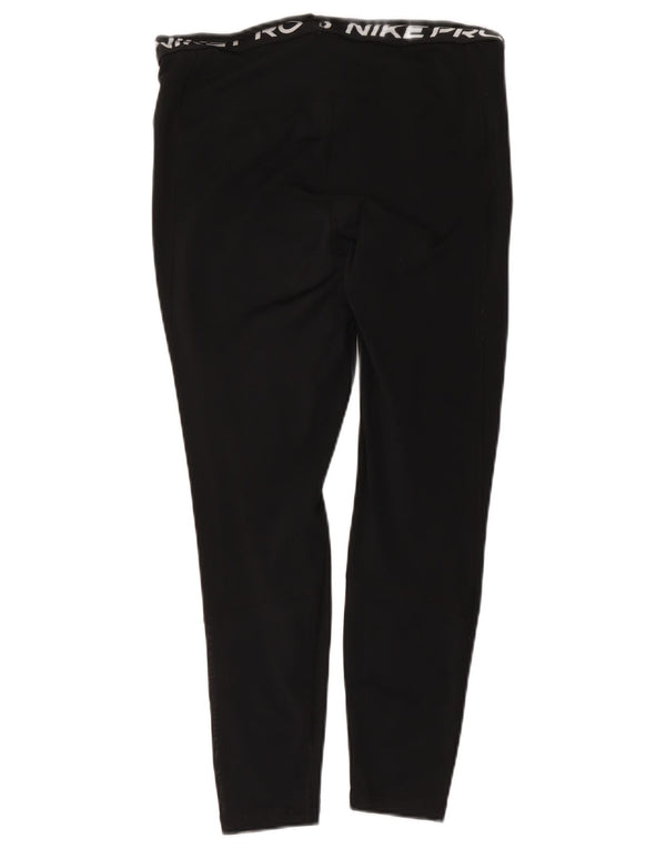 Leggings grafici Nike Dri Fit Crop da donna UK 14 Large Nero Poliestere