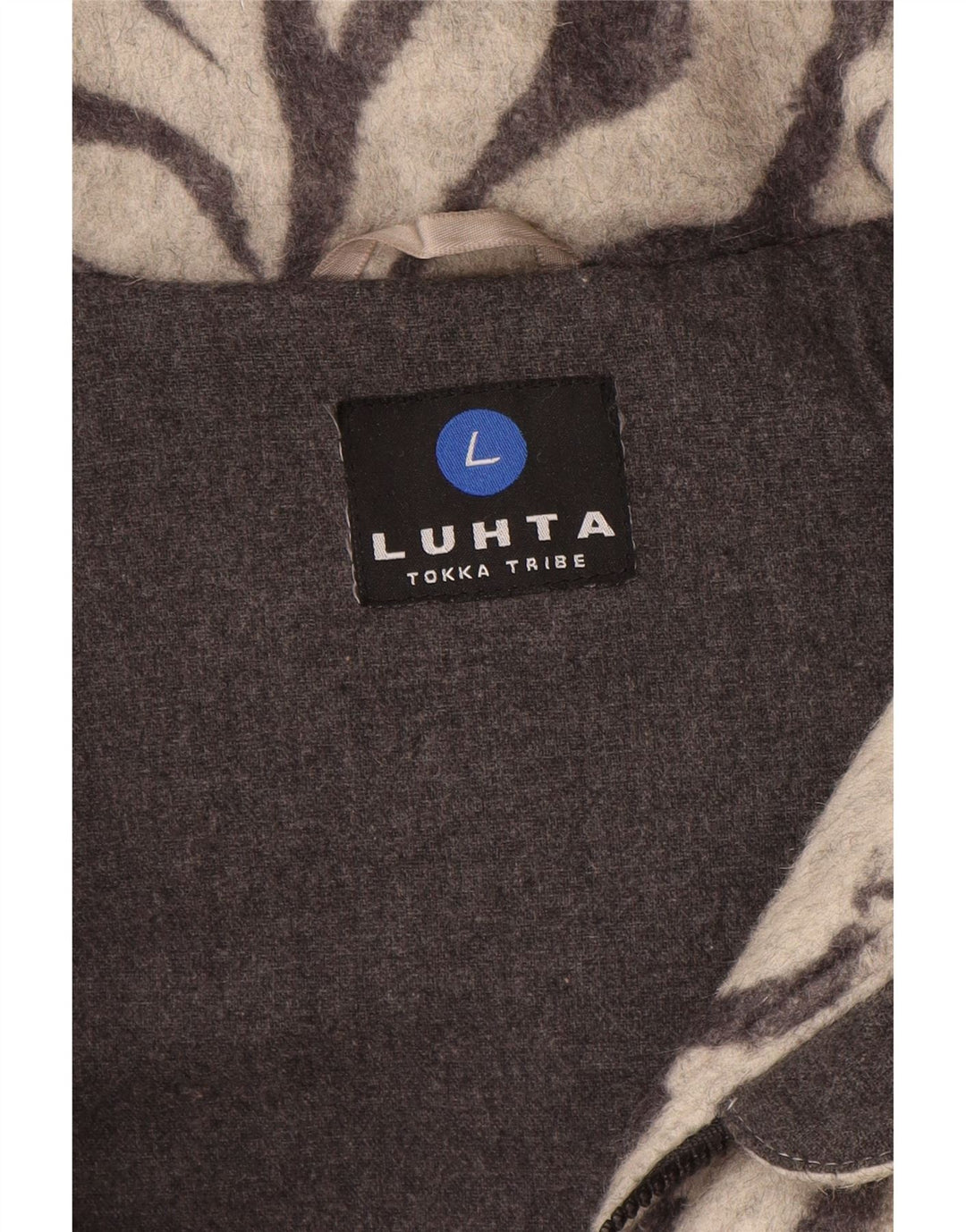 Cappotto imbottito con cappuccio da donna Luhta UK 12 Lana con stampa animalier grigio medio