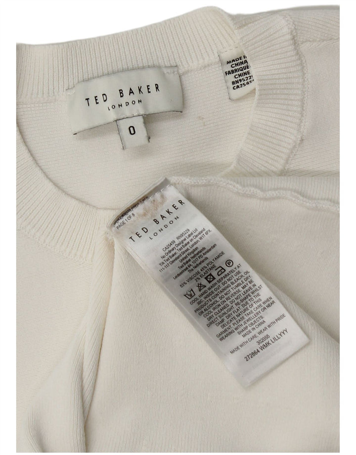 Maglione maglione girocollo da donna Ted Baker taglia 0 2XS viscosa bianca