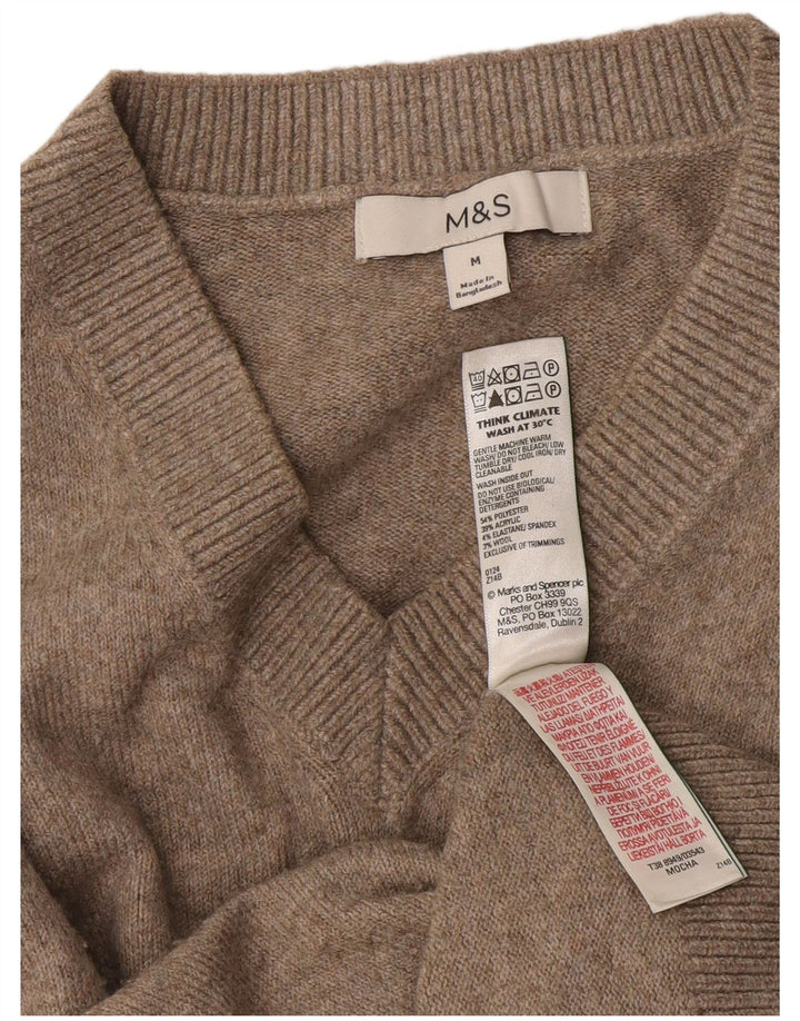 Maglione da uomo con scollo a V Marks & Spencer Poliestere beige medio