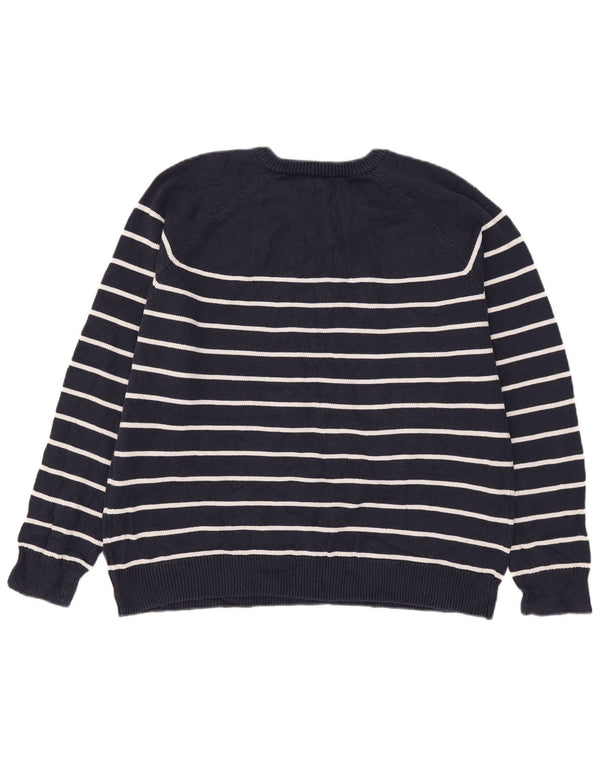 Crew Clothing Maglione da donna con collo a bottoni UK 18 XL a righe blu navy