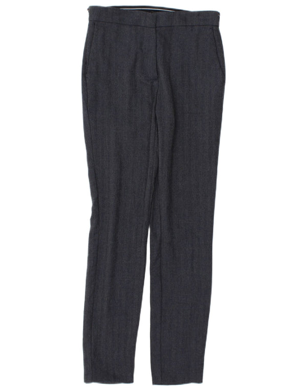 Pantaloni chino slim da donna Zara XS W24 L28 blu navy a spina di pesce