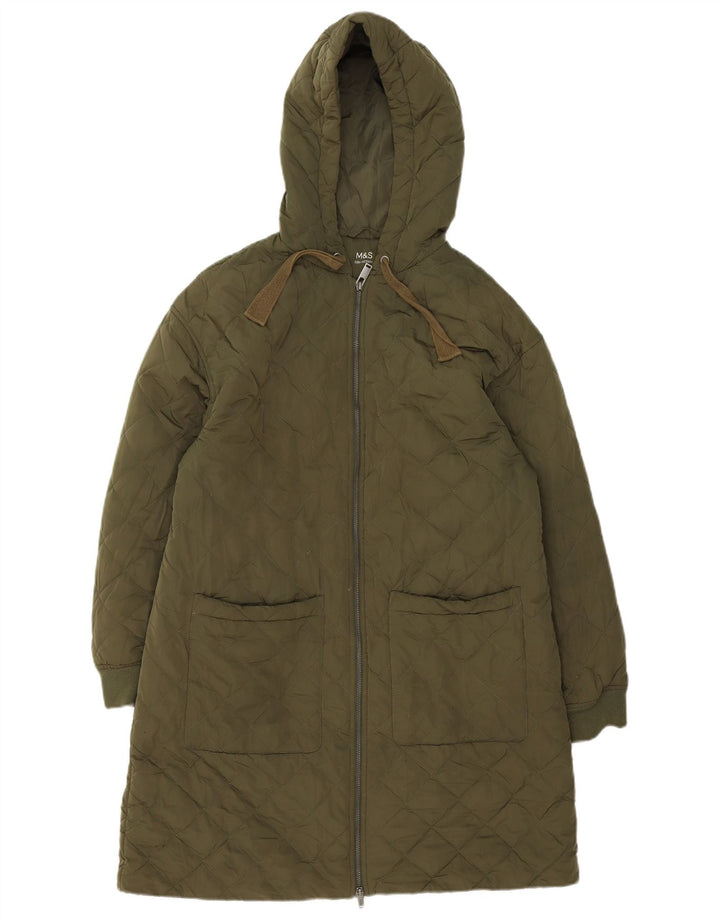 Cappotto trapuntato con cappuccio oversize da donna Marks & Spencer UK 14 grande verde