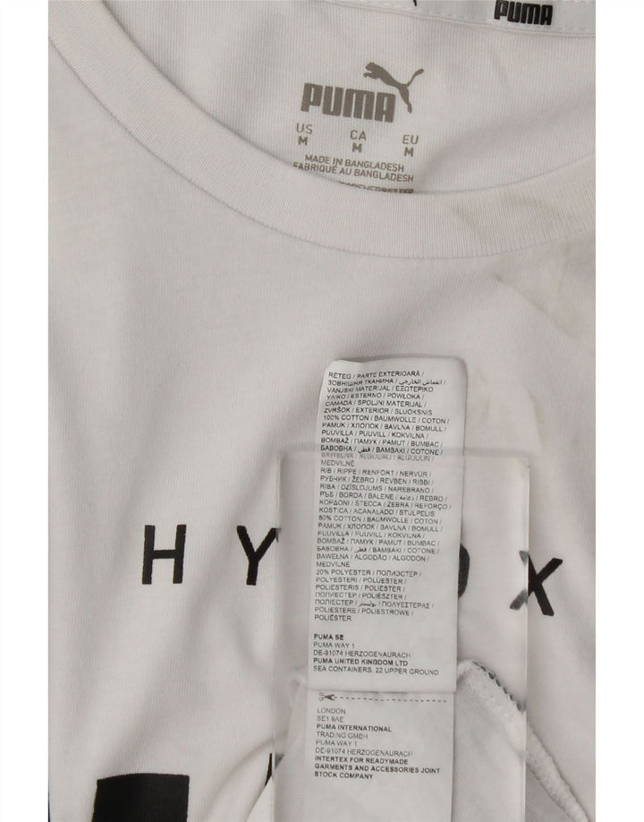 T-shirt grafica da uomo Puma Top in cotone bianco medio