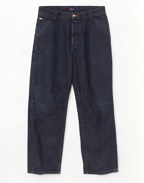 Jeans dritti da uomo Tommy Hilfiger W32 L32 cotone blu navy