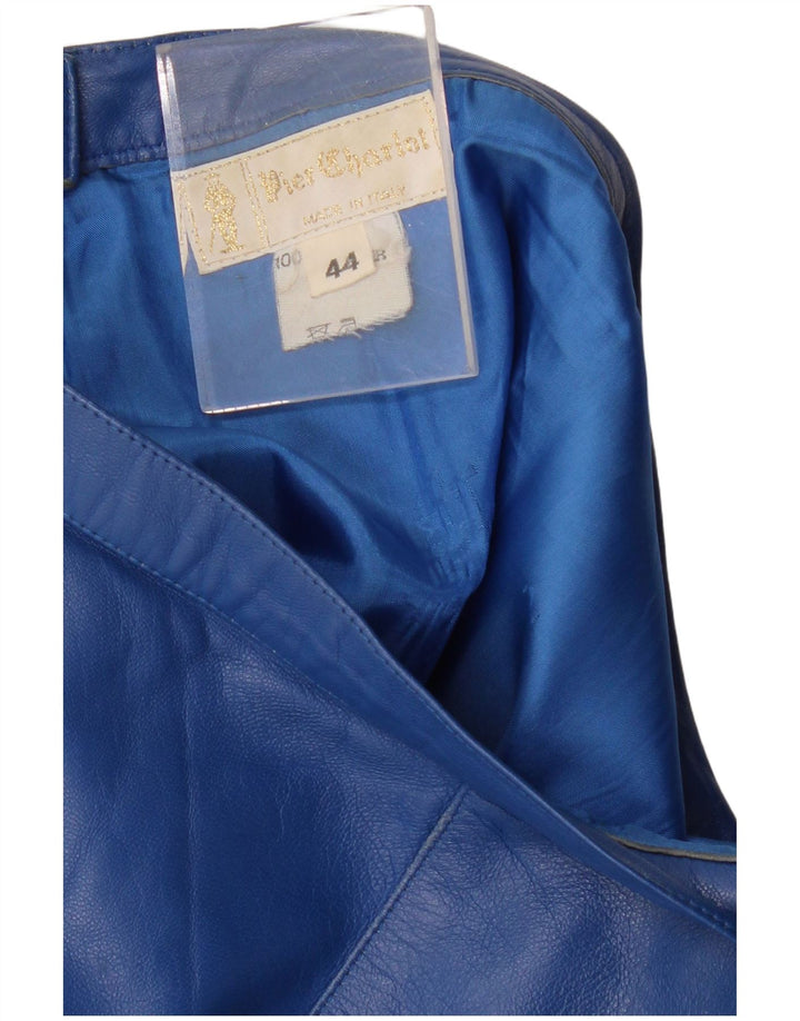 Gonna in pelle da donna VINTAGE IT 44 media W28 pelle blu