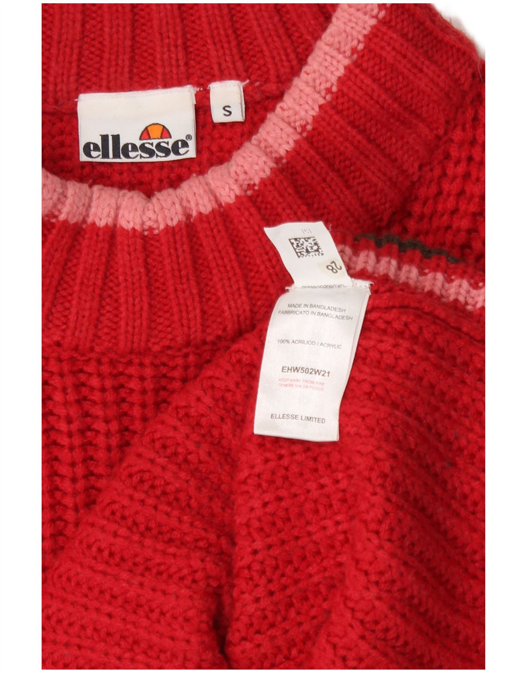 Ellesse Maglione da donna corto oversize con collo dolcevita UK 10 piccolo rosso