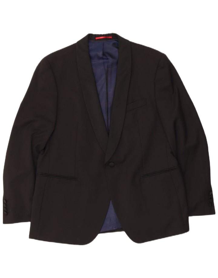Giacca blazer da uomo a 1 bottone Pierre Cardin UK 40 grande lana vergine nera