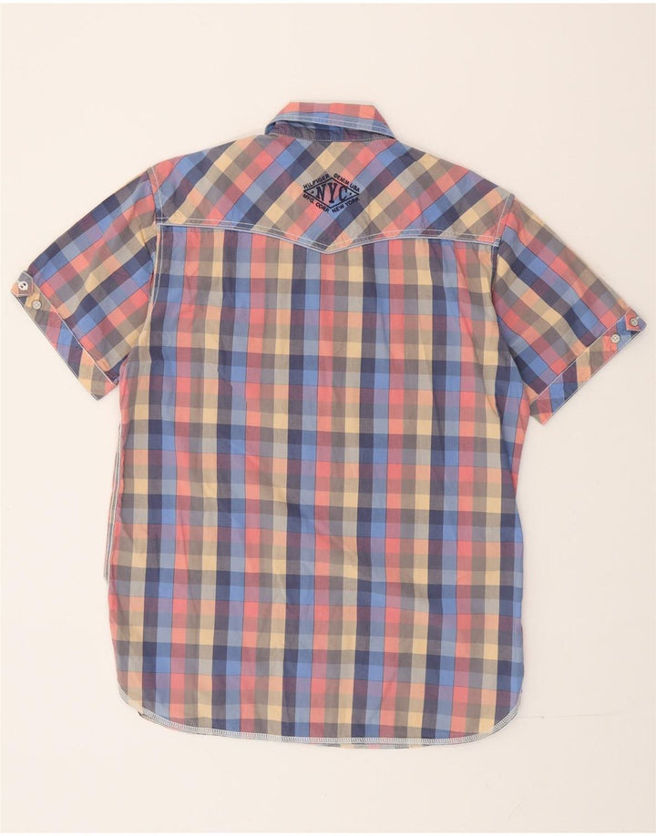 Camicia a maniche corte grafica da uomo Tommy Hilfiger grande motivo a quadri multicolore