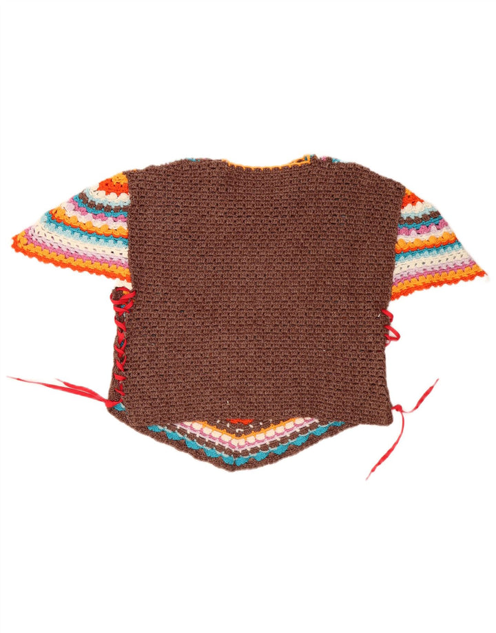 Top camicetta asimmetrica da donna vintage UK 14 grandi righe multicolori