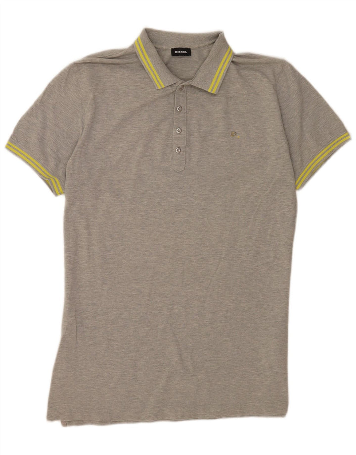 Polo da uomo Diesel XL in cotone a righe grigie