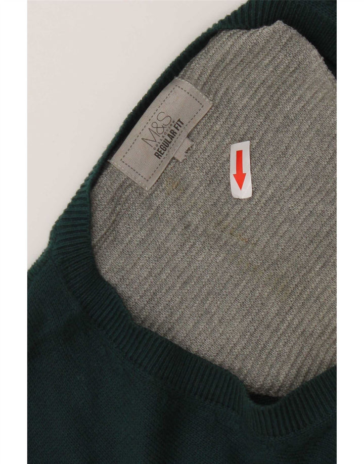 Maglione da uomo Marks & Spencer vestibilità regolare con scollo a V grande cotone verde