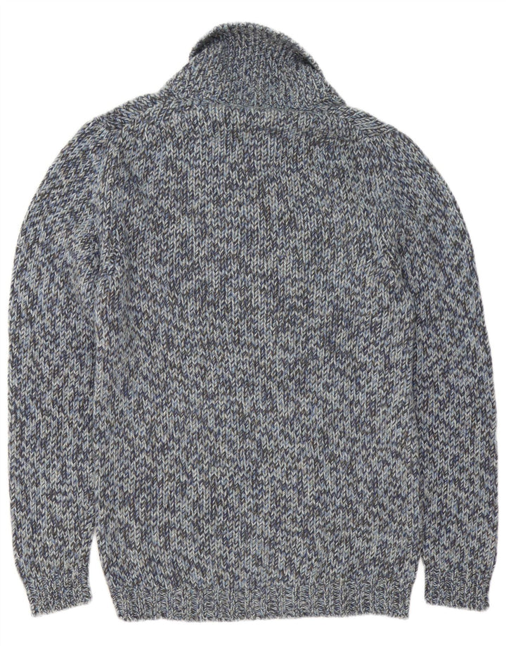 Maglione da uomo con collo a scialle Fred Perry in lana screziata blu medio