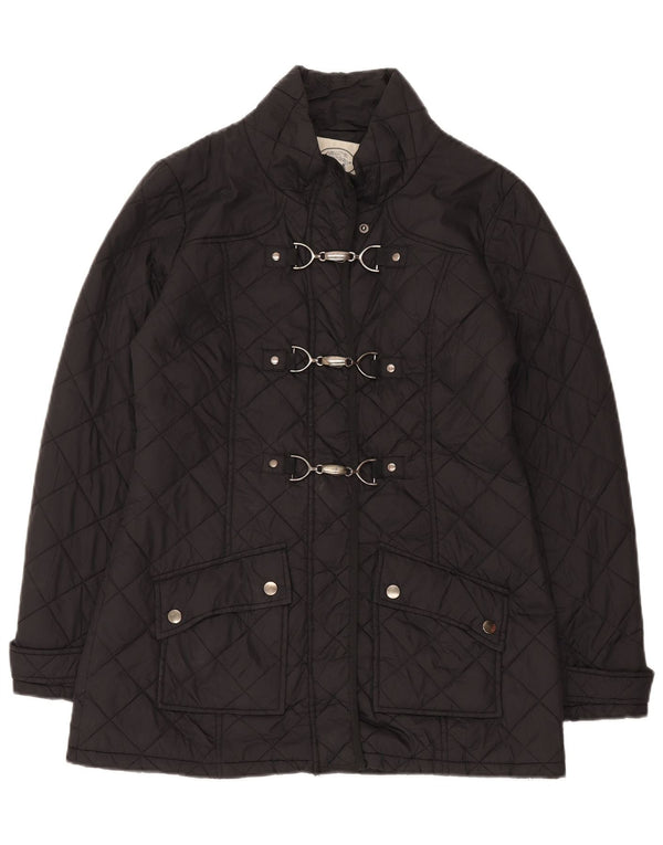 Giacca trapuntata da donna Laura Ashley UK 14 Large Nera in poliammide