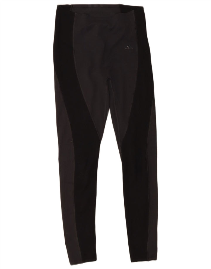 Leggings Adidas da donna UK 8/10 Small Nero Colourblock Poliestere