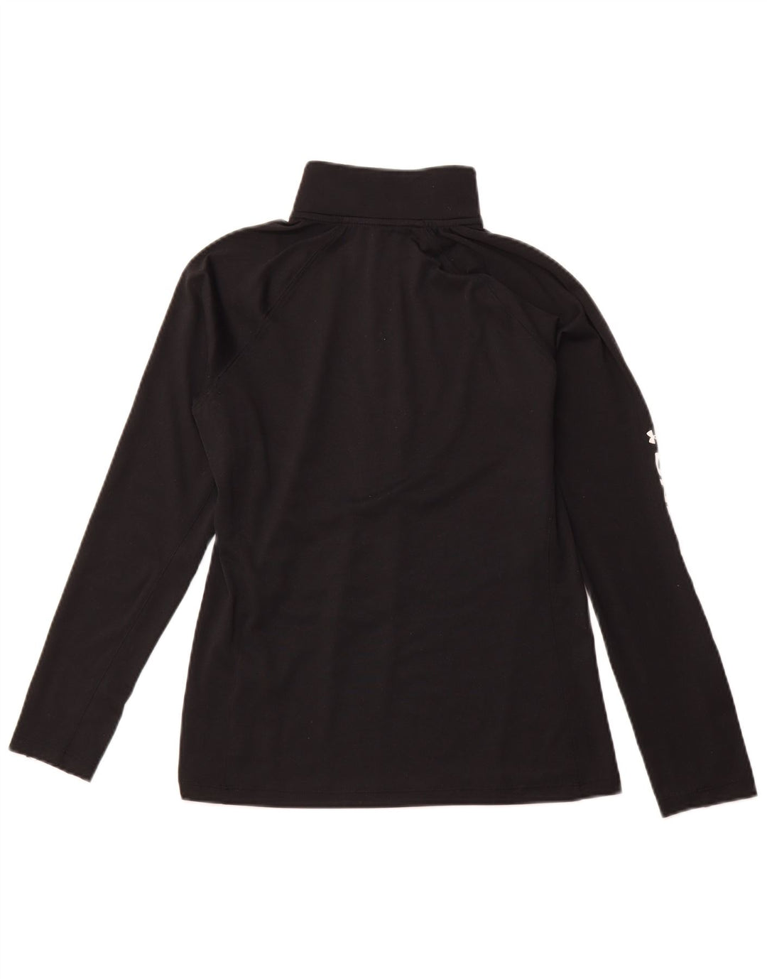 UNDER ARMOUR Top grafico da donna con zip e collo manica lunga UK 14 medio nero